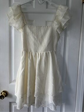 Altar'd State white Ruffle Strap Smocked Sundress